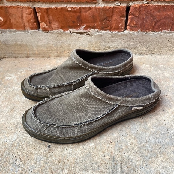 Skechers Mens 10 Slip On Distressed Canvas Mules main image 5